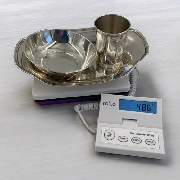 Vintage Sterling Silver Lot: Bread Tray, Bowl, Mint Julep Cup, 487 Grams, Marked - Picture 2 of 16